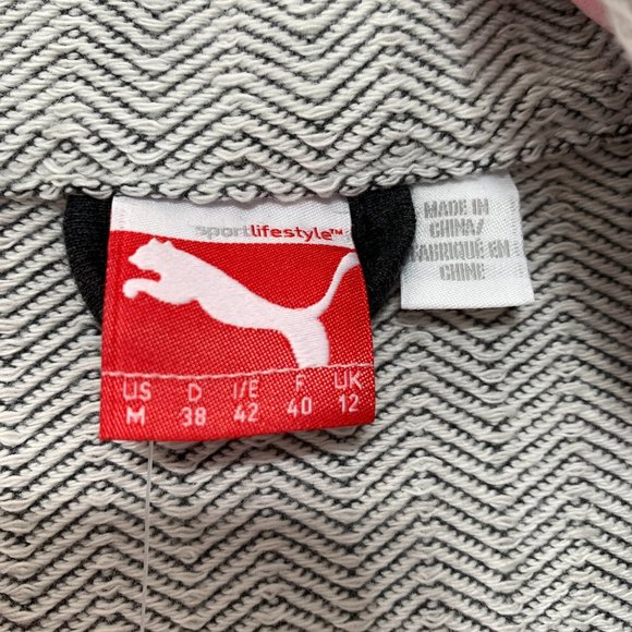 Puma NWT Womens M Gray Long Lifestyle Asymmetrical Herringbone Full Zip Jacket - Picture 11 of 16